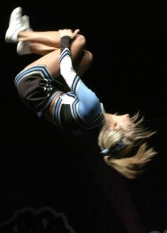 cheerleader in the middle of a backflip